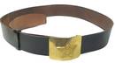 Soviet soldiers belt. Black leather. Brass buckle.