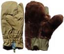 Authentic Soviet Army soldiers sheepskin fur winter mittens. Lobster claw. Brown or Black. 1