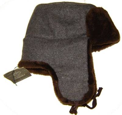 Brown ushanka sheepsking winter hat