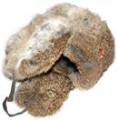 Rabbit fur ushanka winter hat. Brown.
