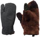 Authentic Soviet Army soldiers sheepskin fur winter mittens. Lobster claw. Brown or Black.