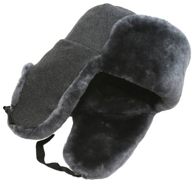 Sheepskin winter hat, gray