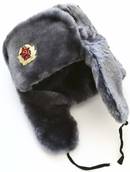 Gray ushanka winter hat