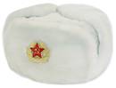 Russian ushanka winter hat. White.